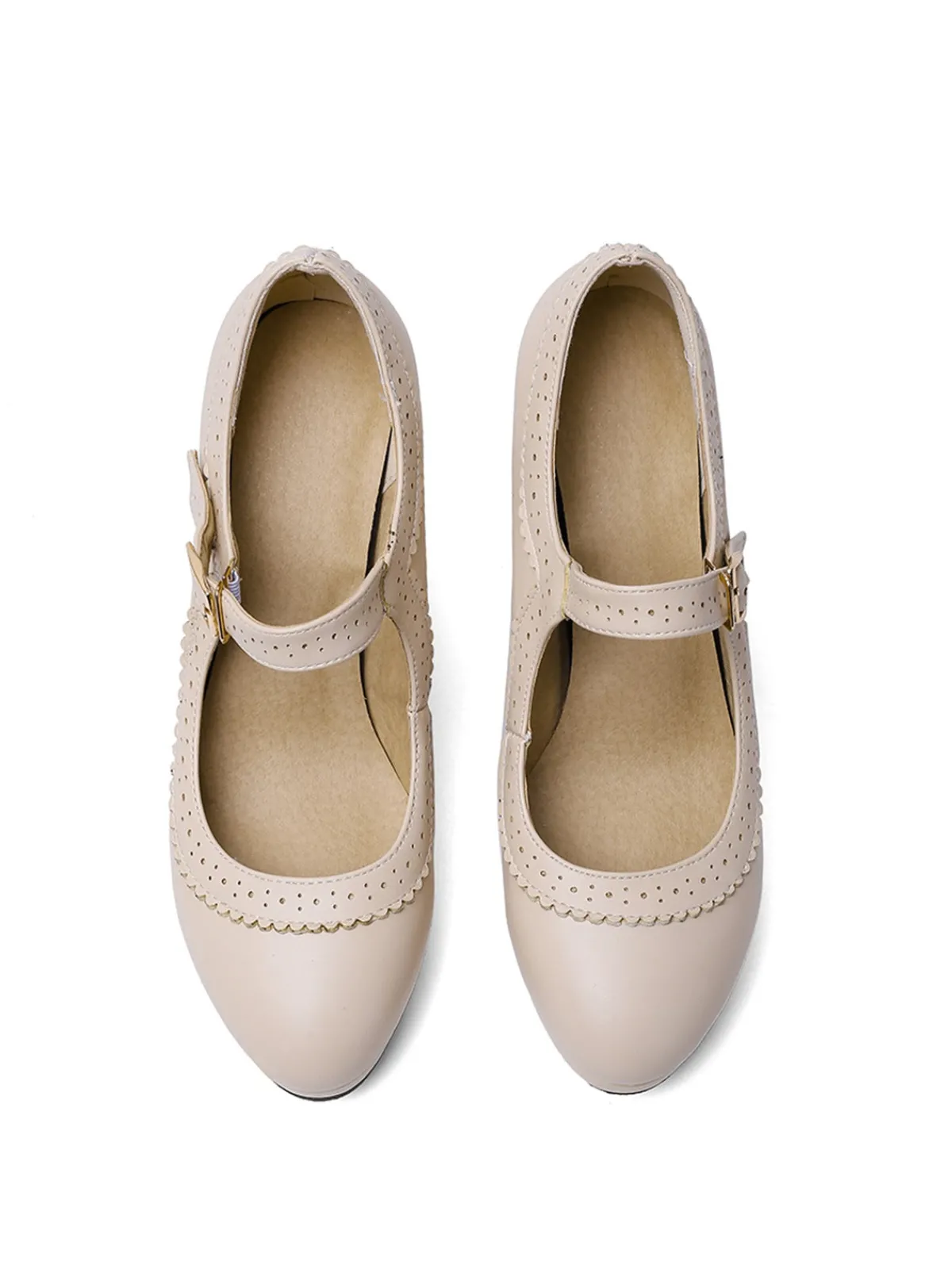Hot Retro Stage Retro Mary Jane Leather Chuny Heels