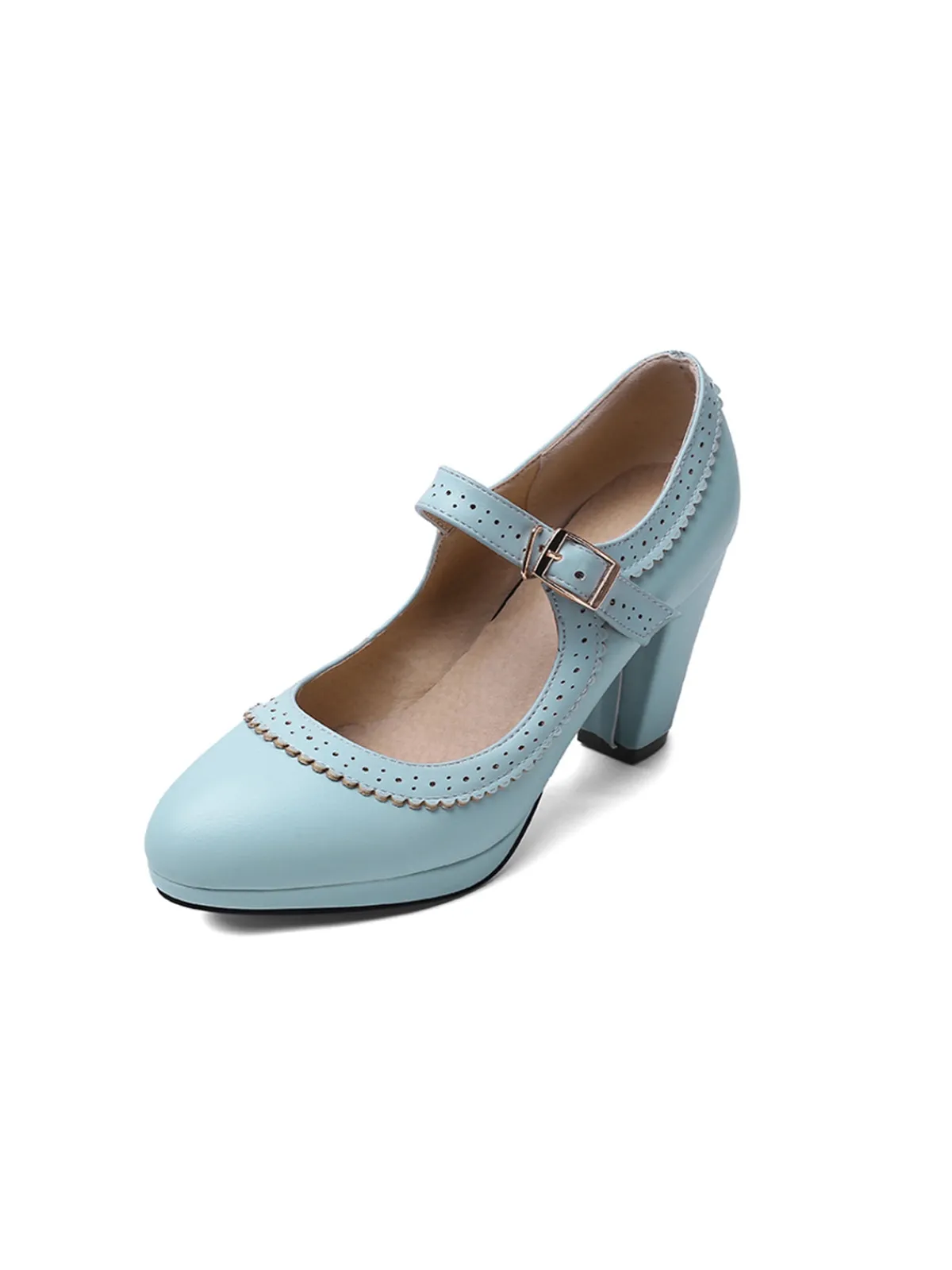 Hot Retro Stage Retro Mary Jane Leather Chuny Heels