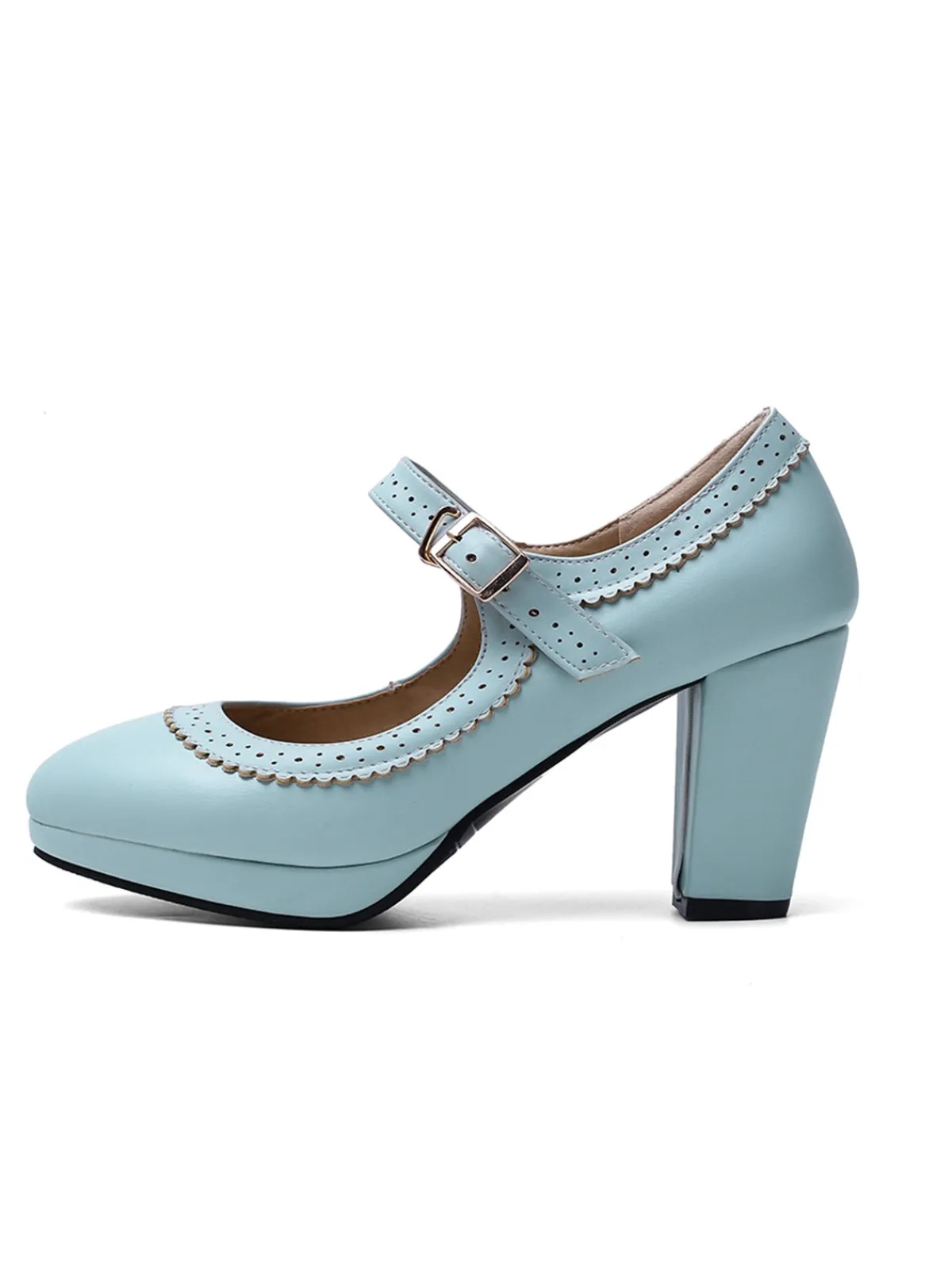 Hot Retro Stage Retro Mary Jane Leather Chuny Heels