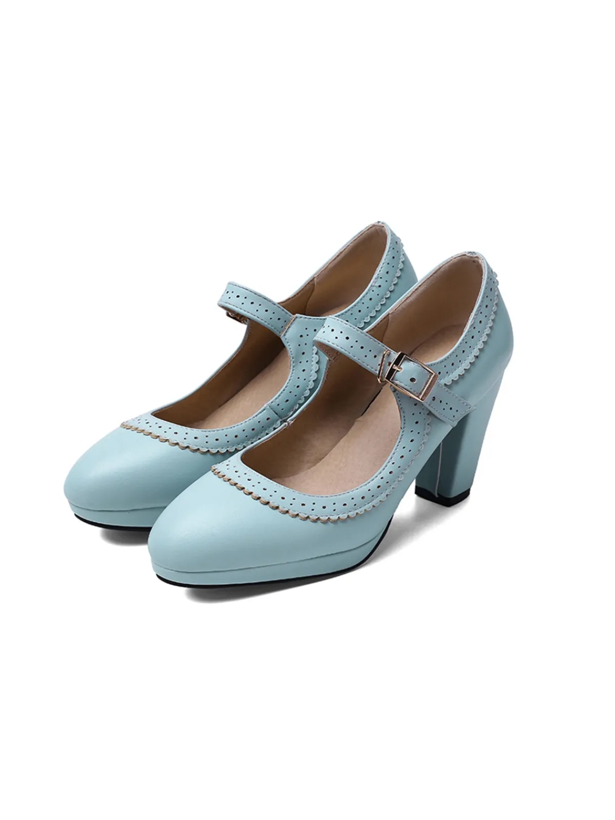 Hot Retro Stage Retro Mary Jane Leather Chuny Heels