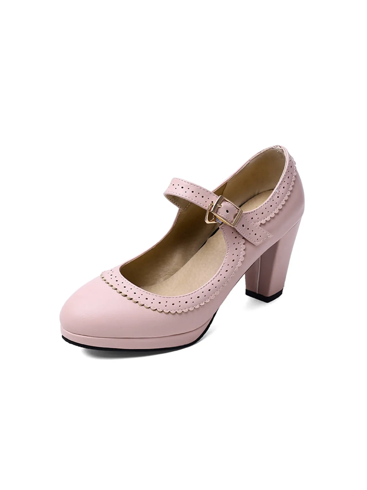Hot Retro Stage Retro Mary Jane Leather Chuny Heels