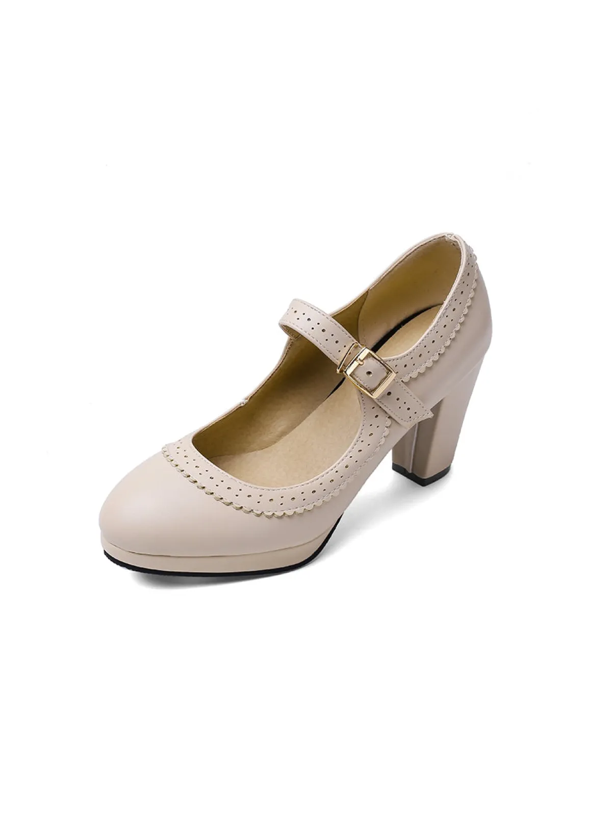 Hot Retro Stage Retro Mary Jane Leather Chuny Heels