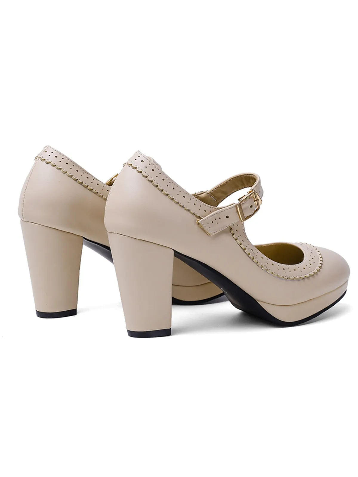 Hot Retro Stage Retro Mary Jane Leather Chuny Heels