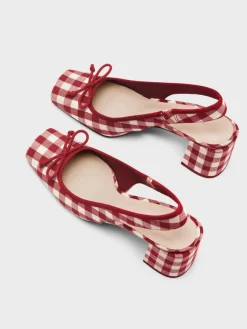Hot Retro Stage Retro Mary Jane Plaid Chunky Heel Shoes