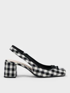 Hot Retro Stage Retro Mary Jane Plaid Chunky Heel Shoes