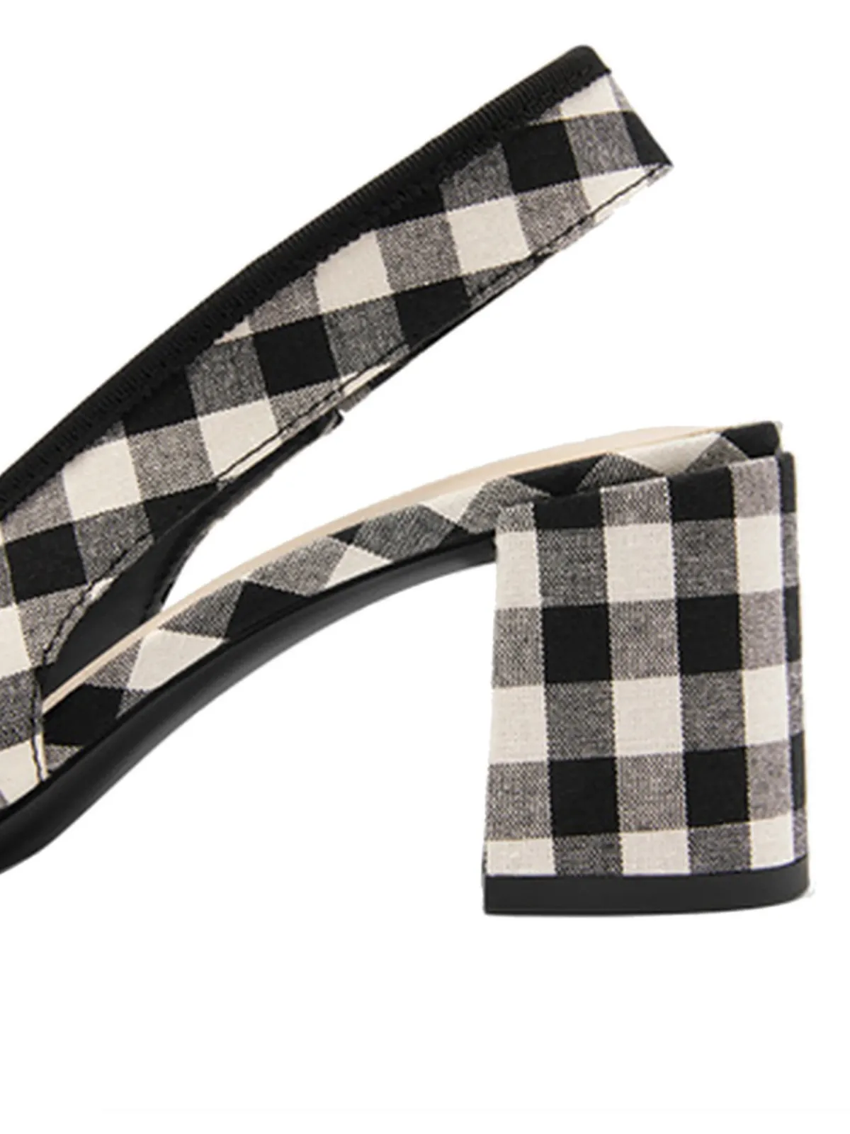 Hot Retro Stage Retro Mary Jane Plaid Chunky Heel Shoes