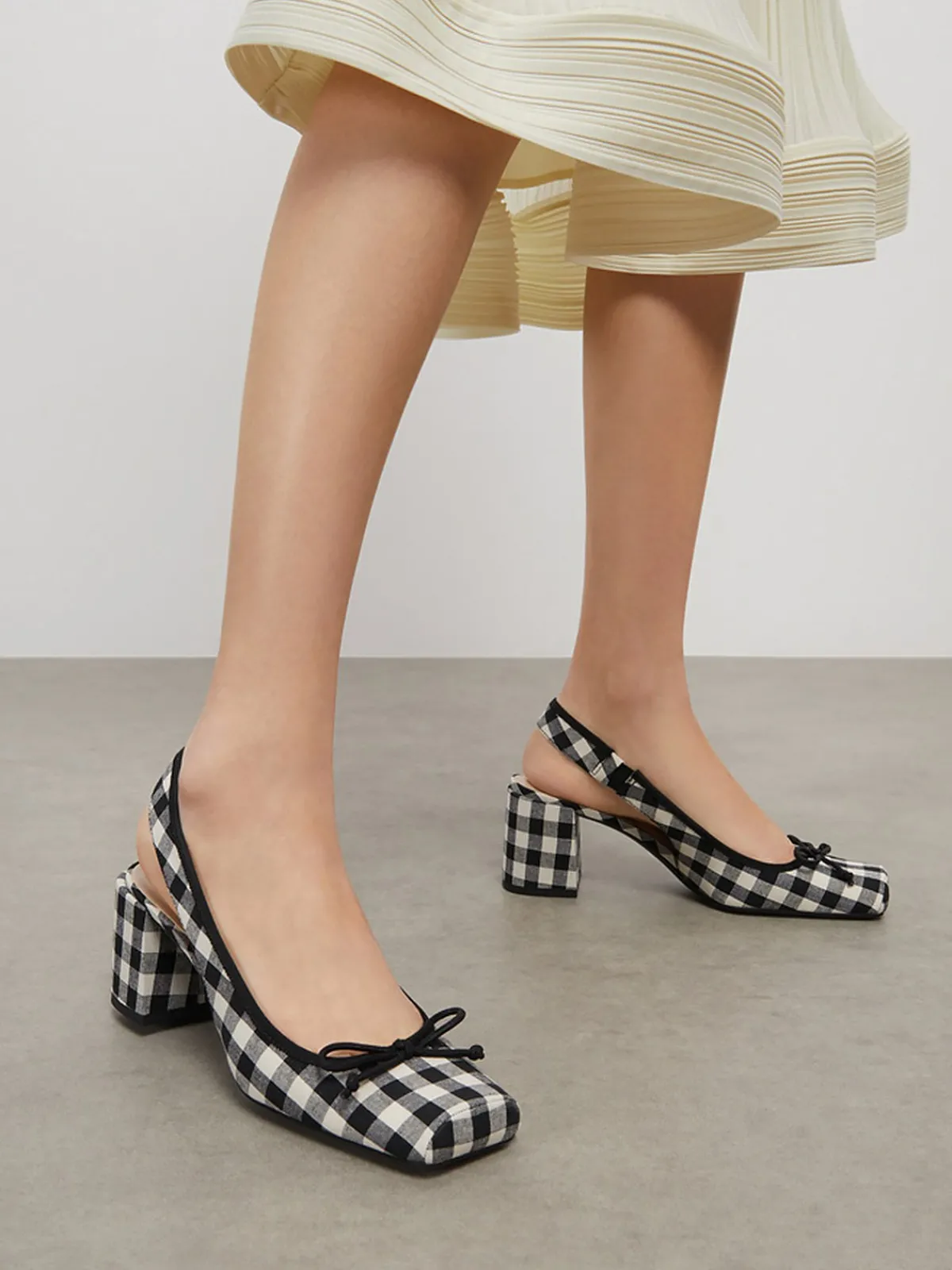 Hot Retro Stage Retro Mary Jane Plaid Chunky Heel Shoes