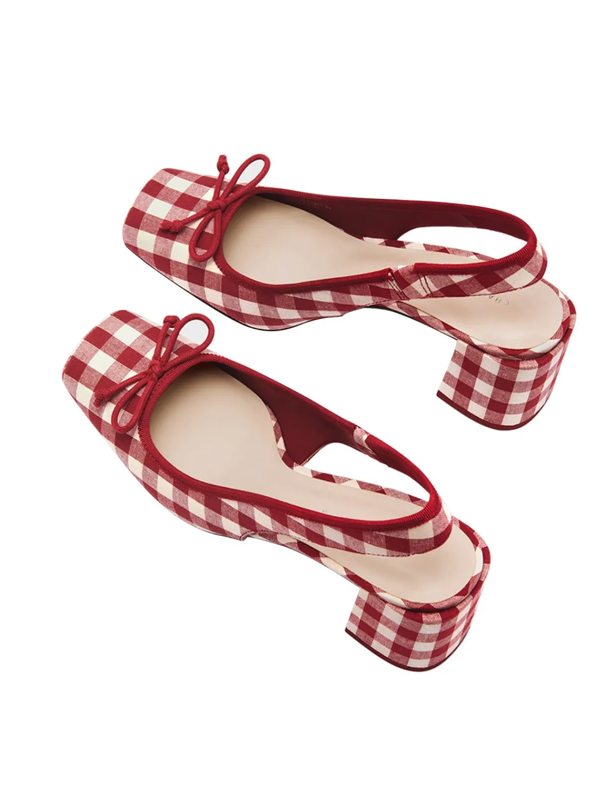 Hot Retro Stage Retro Mary Jane Plaid Chunky Heel Shoes