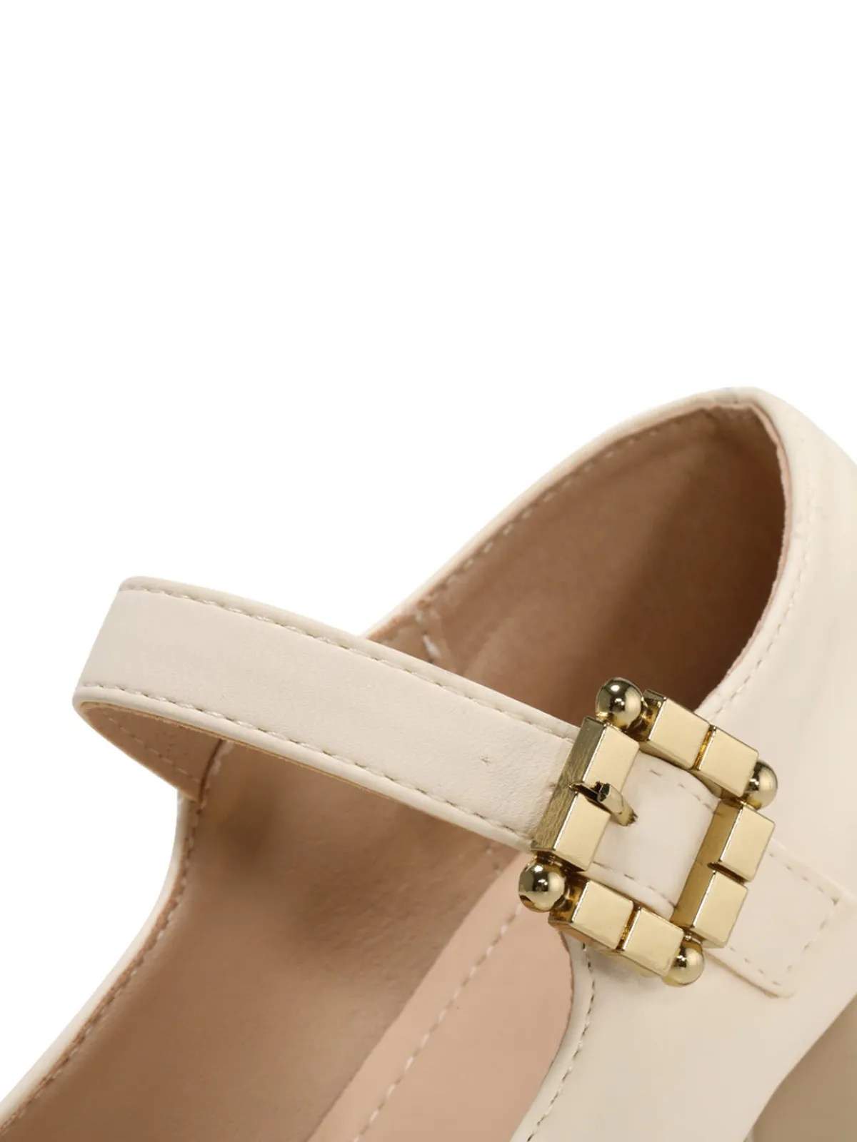 Best Retro Stage Retro Mary Jane Round Toe High Heel Shoes Beige