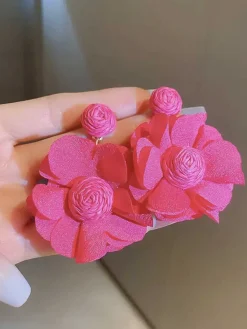 Clearance Retro Stage Retro Mesh 3D Floral Earrings