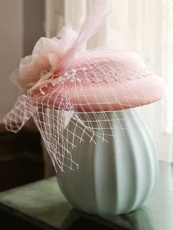 Clearance Retro Stage Retro Mesh Floral Feather Hat