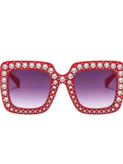 Online Retro Stage Retro Party Rhinestone Sqaure Sunglasses