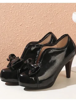 New Retro Stage Retro Patchwork Ankle French Heel Shoes