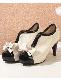 New Retro Stage Retro Patchwork Ankle French Heel Shoes