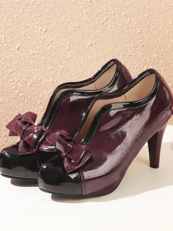 New Retro Stage Retro Patchwork Ankle French Heel Shoes