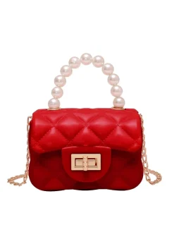 Clearance Retro Stage Retro Pearl Argyle Chain Strap Mini Handbag