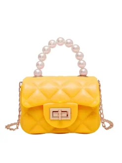 Clearance Retro Stage Retro Pearl Argyle Chain Strap Mini Handbag