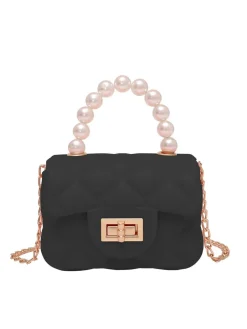Best Retro Stage Retro Pearl Argyle Chain Strap Mini Handbag