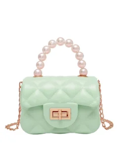 Outlet Retro Stage Retro Pearl Argyle Chain Strap Mini Handbag
