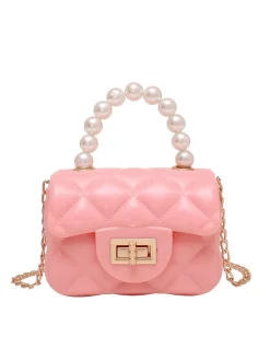 Outlet Retro Stage Retro Pearl Argyle Chain Strap Mini Handbag