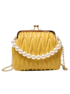 New Retro Stage Retro Pearl Chain Solid Frame Bag