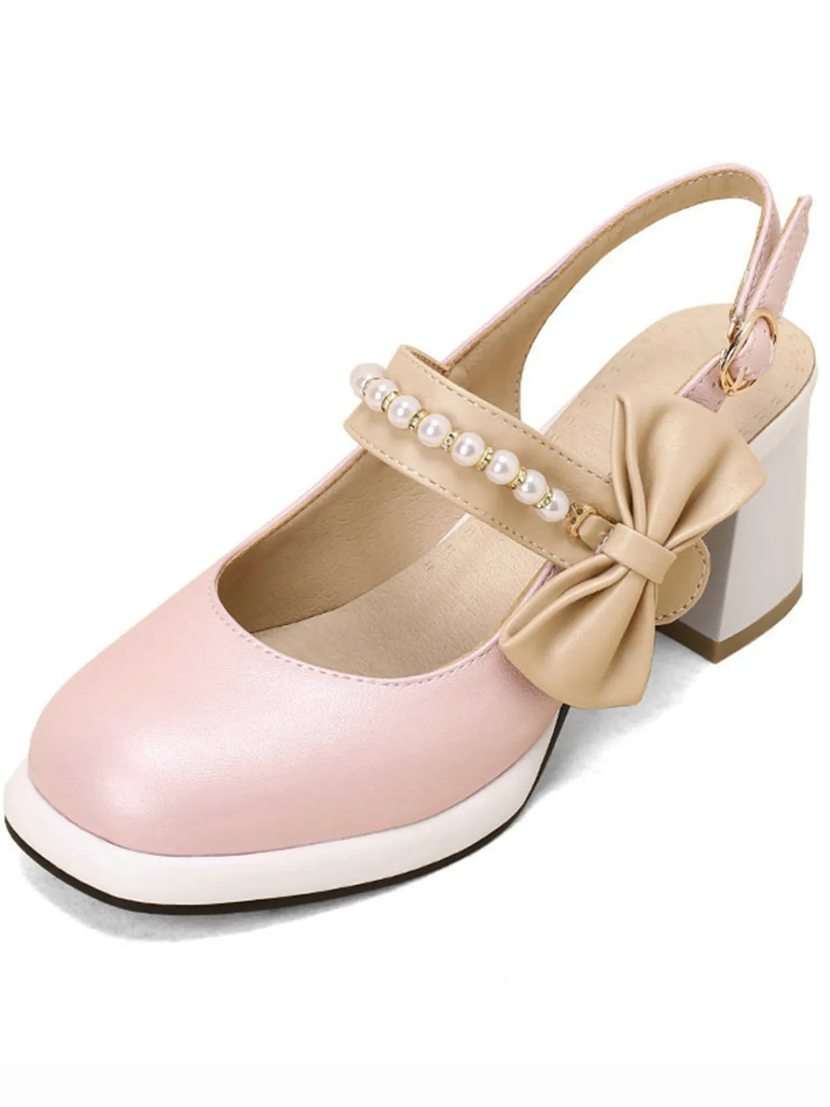 Outlet Retro Stage Retro Pearl Décor Sling Back Shoes