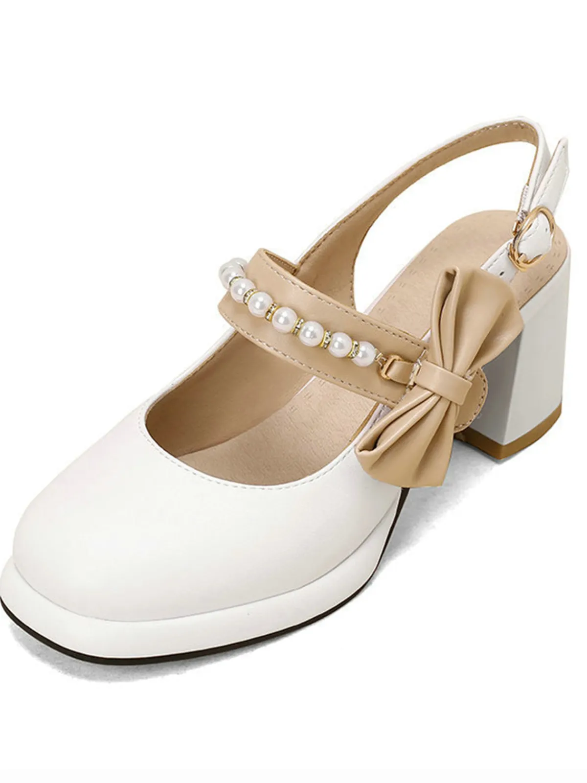 Outlet Retro Stage Retro Pearl Décor Sling Back Shoes