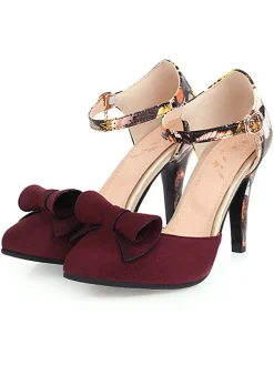 Sale Retro Stage Retro Pointed Toe Bow High Heel Shoes
