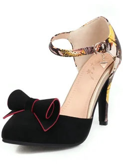 Sale Retro Stage Retro Pointed Toe Bow High Heel Shoes