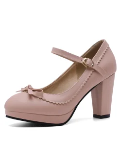 Clearance Retro Stage Retro Pointed Toe Leather Mary Jane Heels