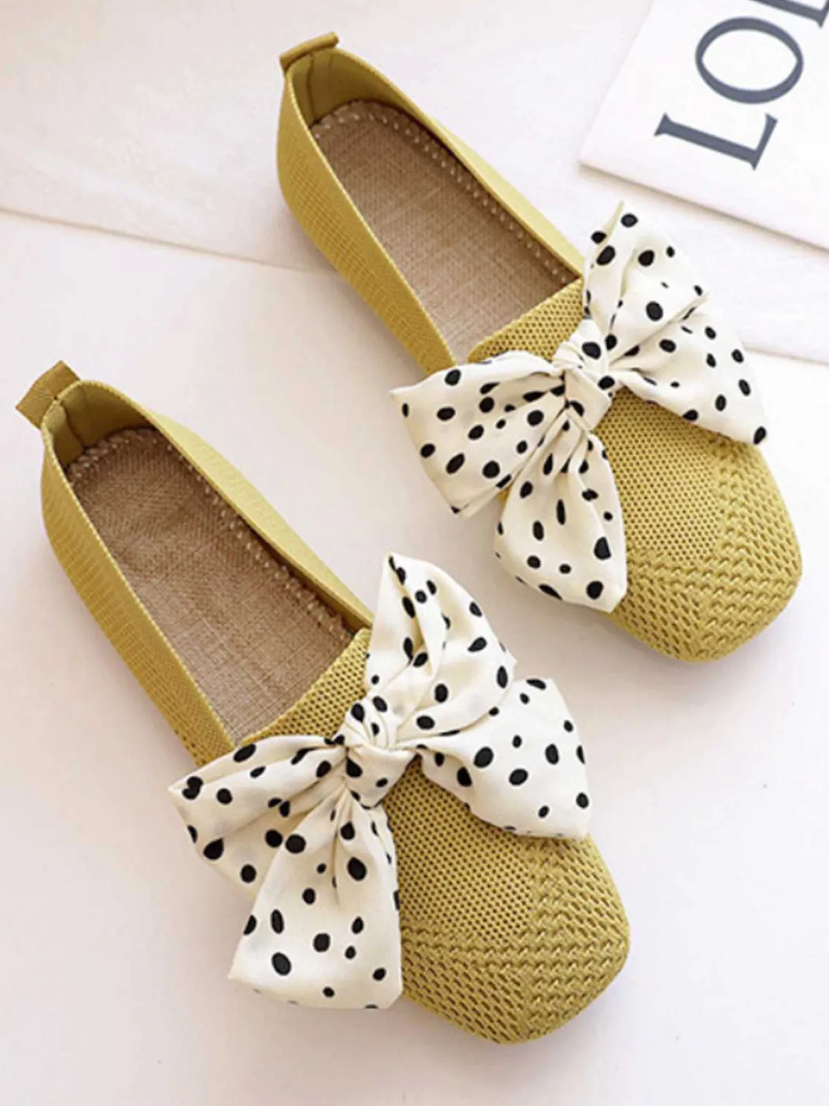Fashion Retro Stage Retro Polka Dot Bow Soft Sole Shoes