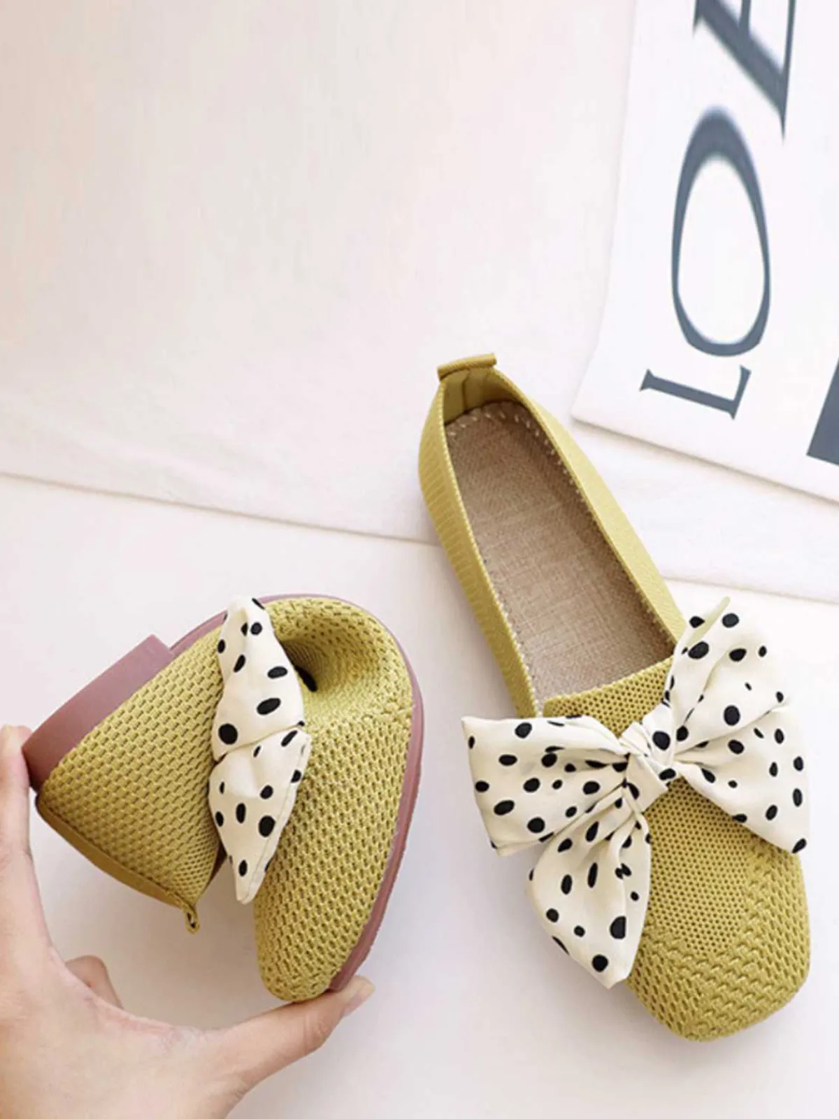 Fashion Retro Stage Retro Polka Dot Bow Soft Sole Shoes