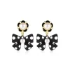Fashion Retro Stage Retro Polka Dots Bow Pearls Earrings
