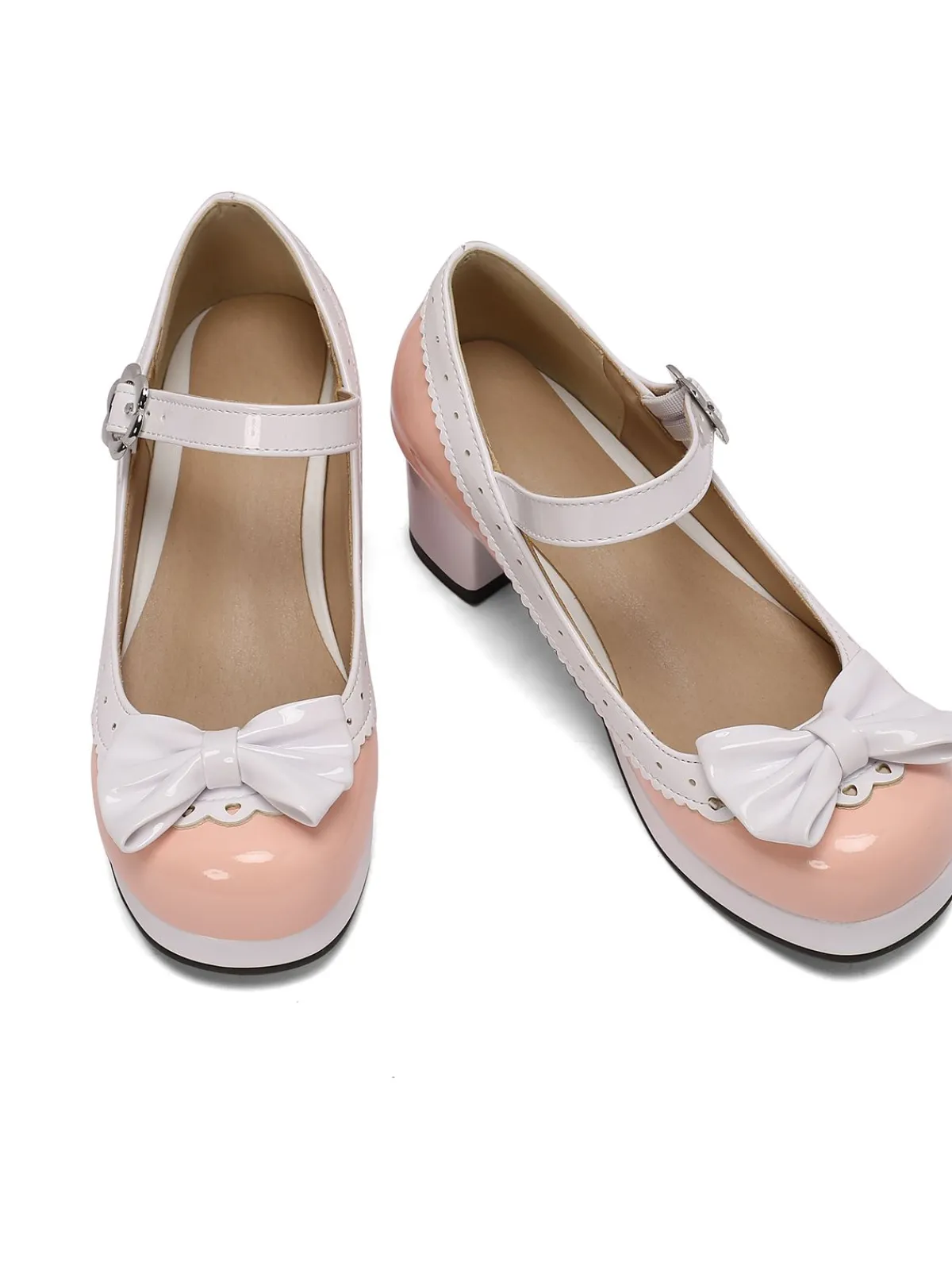 Best Retro Stage Retro PU Leather Bow High Heels