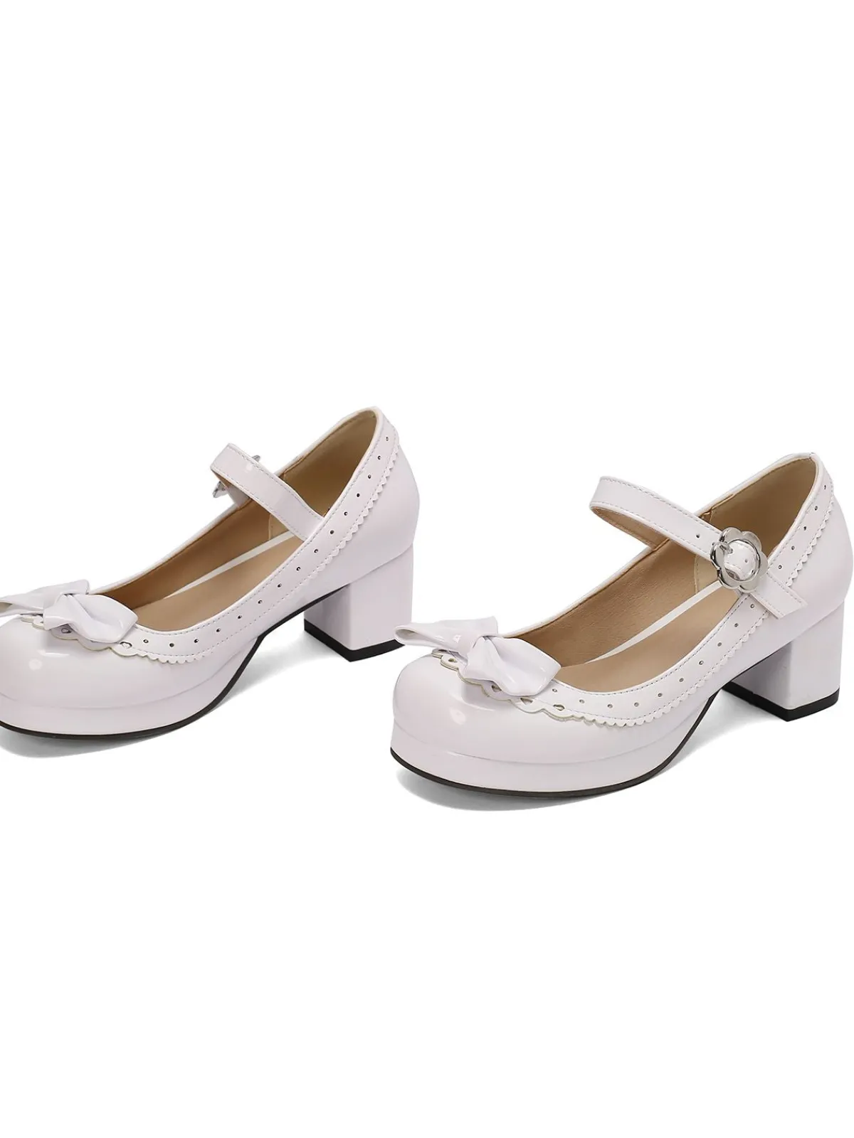 Best Retro Stage Retro PU Leather Bow High Heels
