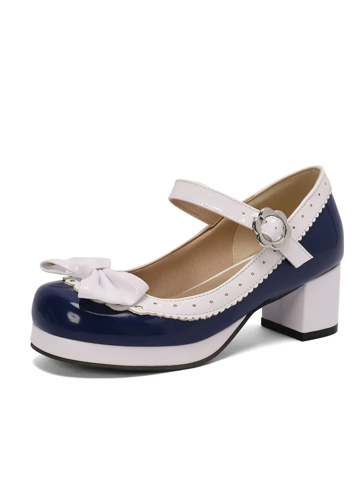 Best Retro Stage Retro PU Leather Bow High Heels