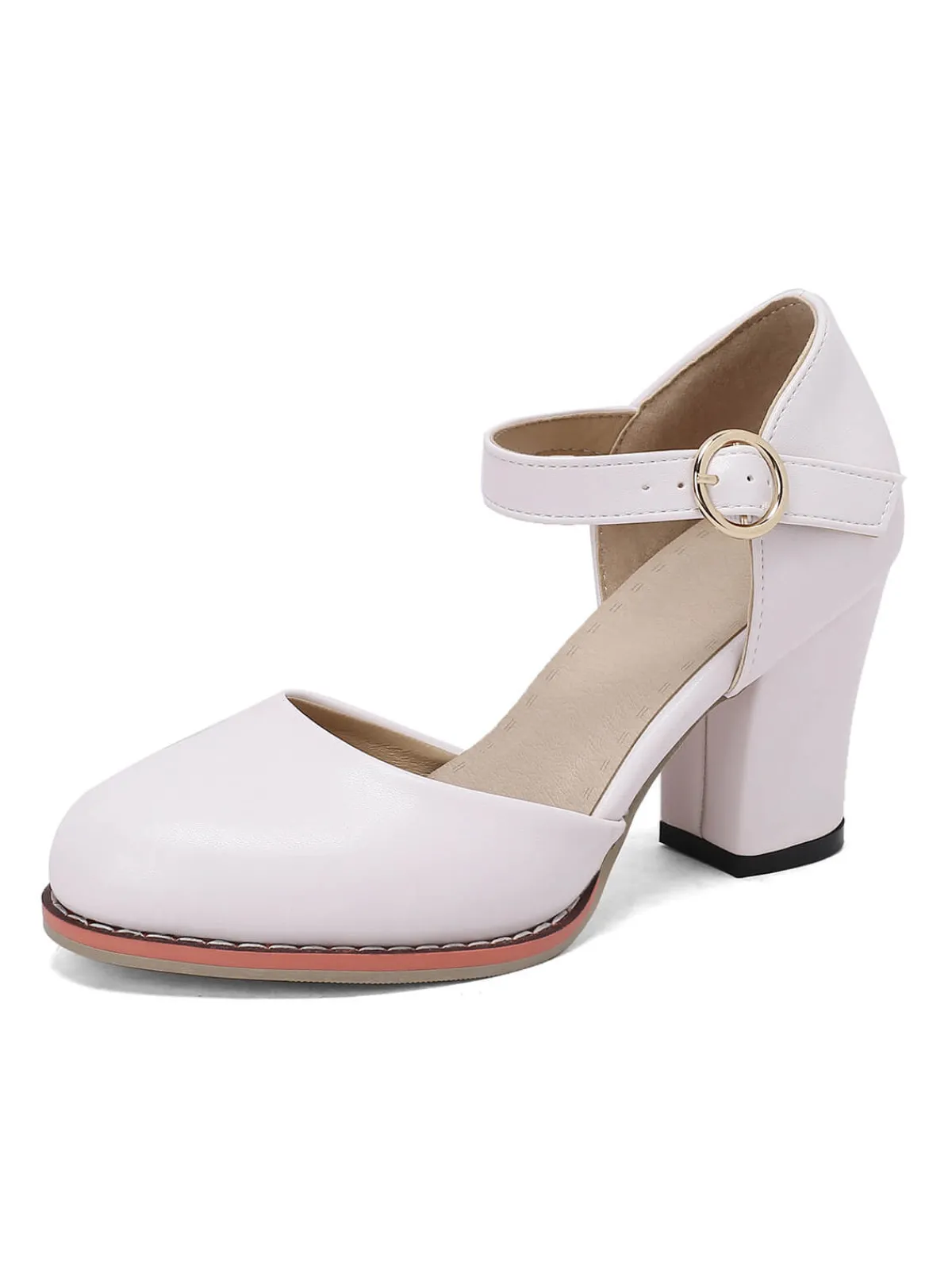 Fashion Retro Stage Retro PU Leather Chunky High Heels