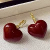 Hot Retro Stage Retro Red 3D Heart Earrings