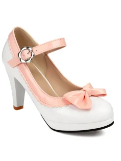 New Retro Stage Retro Round Toe Bow High Heels Shoes