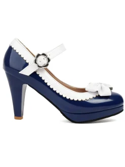New Retro Stage Retro Round Toe Bow High Heels Shoes