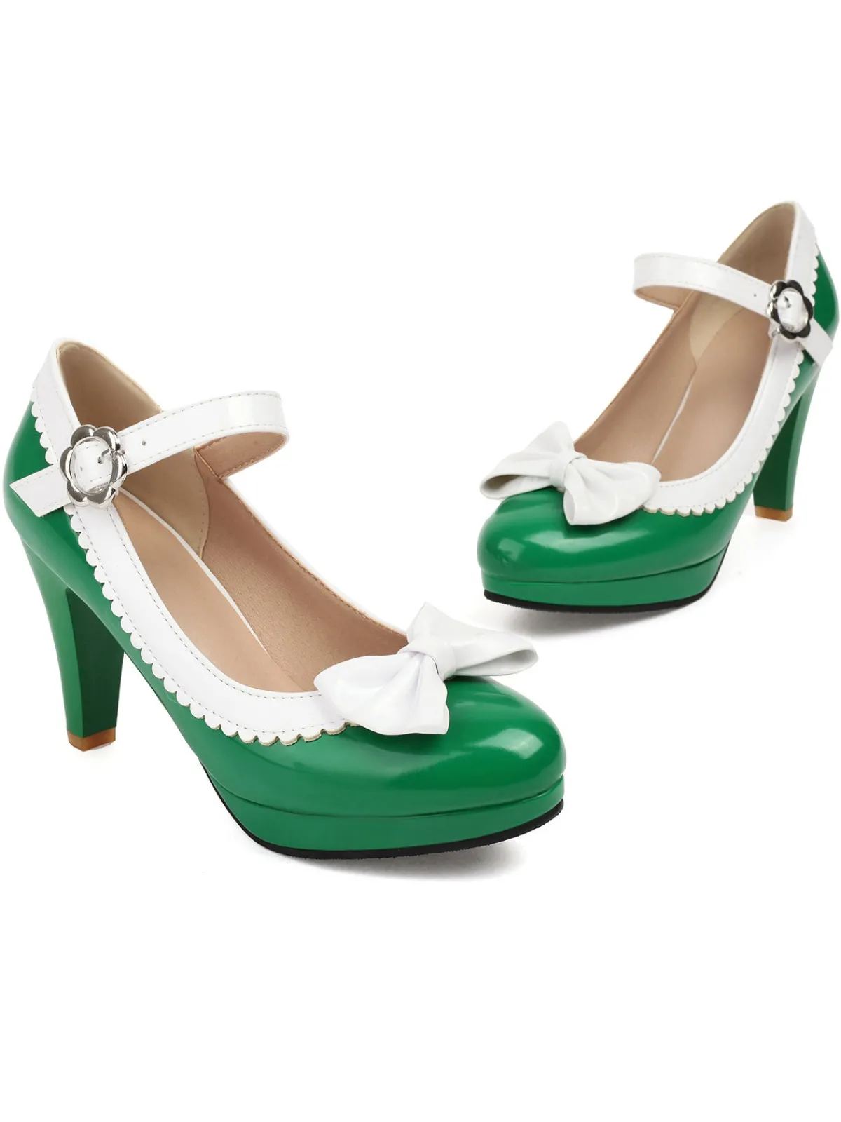 New Retro Stage Retro Round Toe Bow High Heels Shoes
