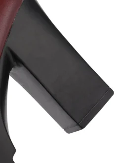 Discount Retro Stage Retro Round Toe Mary Jane High Heel Shoes Deep Red