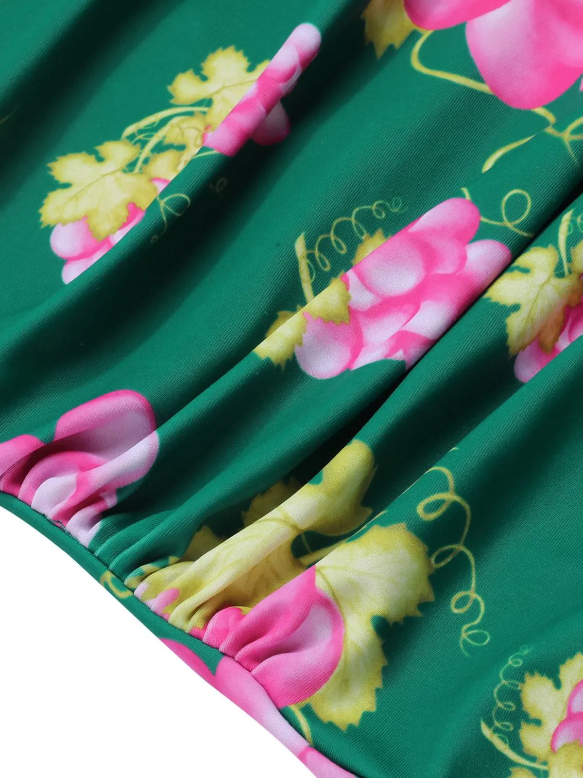 Online Retro Stage Retro 1950s Grape V-Neck Ruffle Sleeves Swimsuit Green