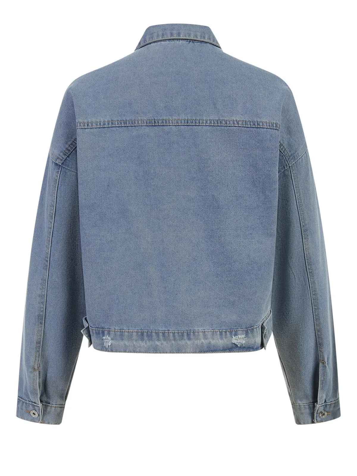Best Retro Stage Retro 1980s Leopard Patchwork Denim Jacket Blue