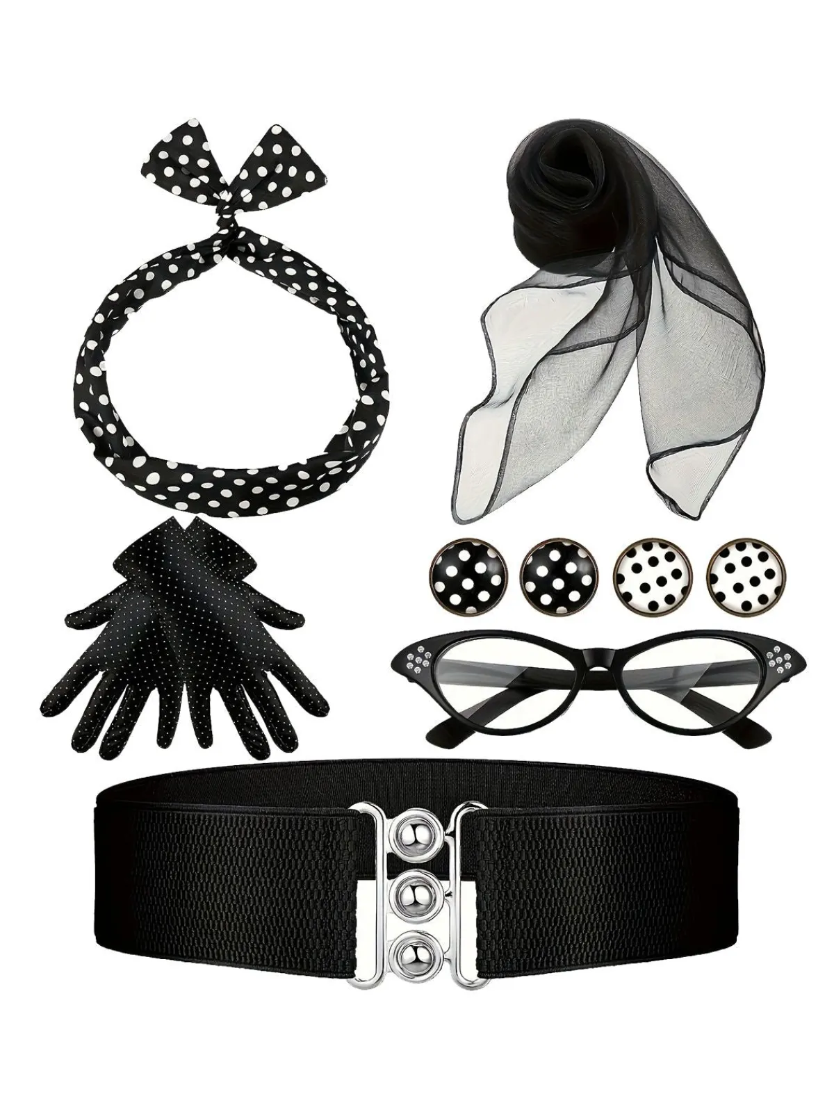 Online Retro Stage Retro 1950s Polka Dot Accessories Set