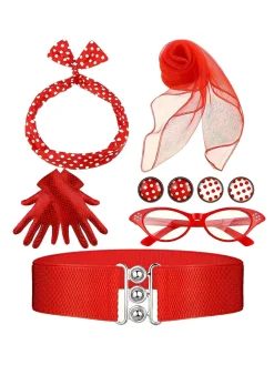Online Retro Stage Retro 1950s Polka Dot Accessories Set