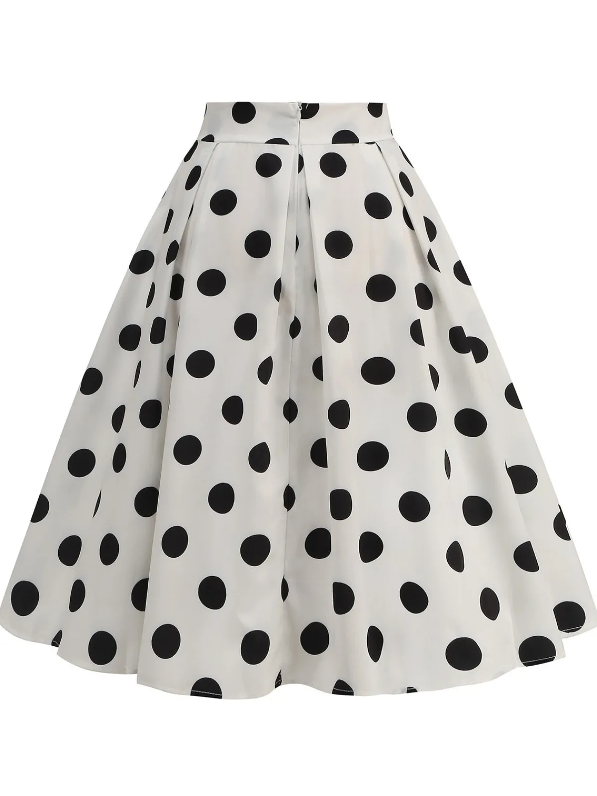 Clearance Retro Stage Retro 1950s Polka Dots Solid Zipper Skirt