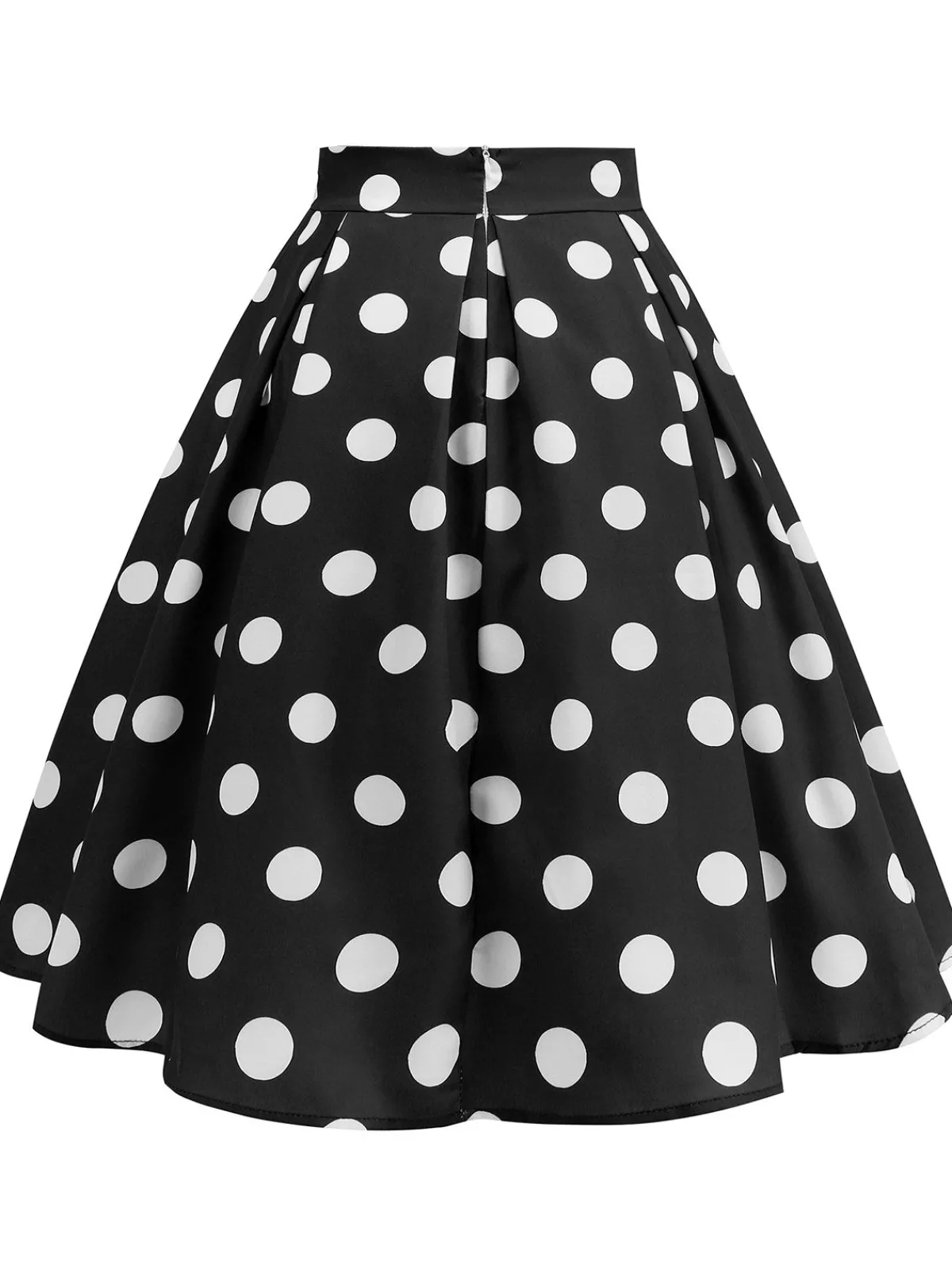 Clearance Retro Stage Retro 1950s Polka Dots Solid Zipper Skirt