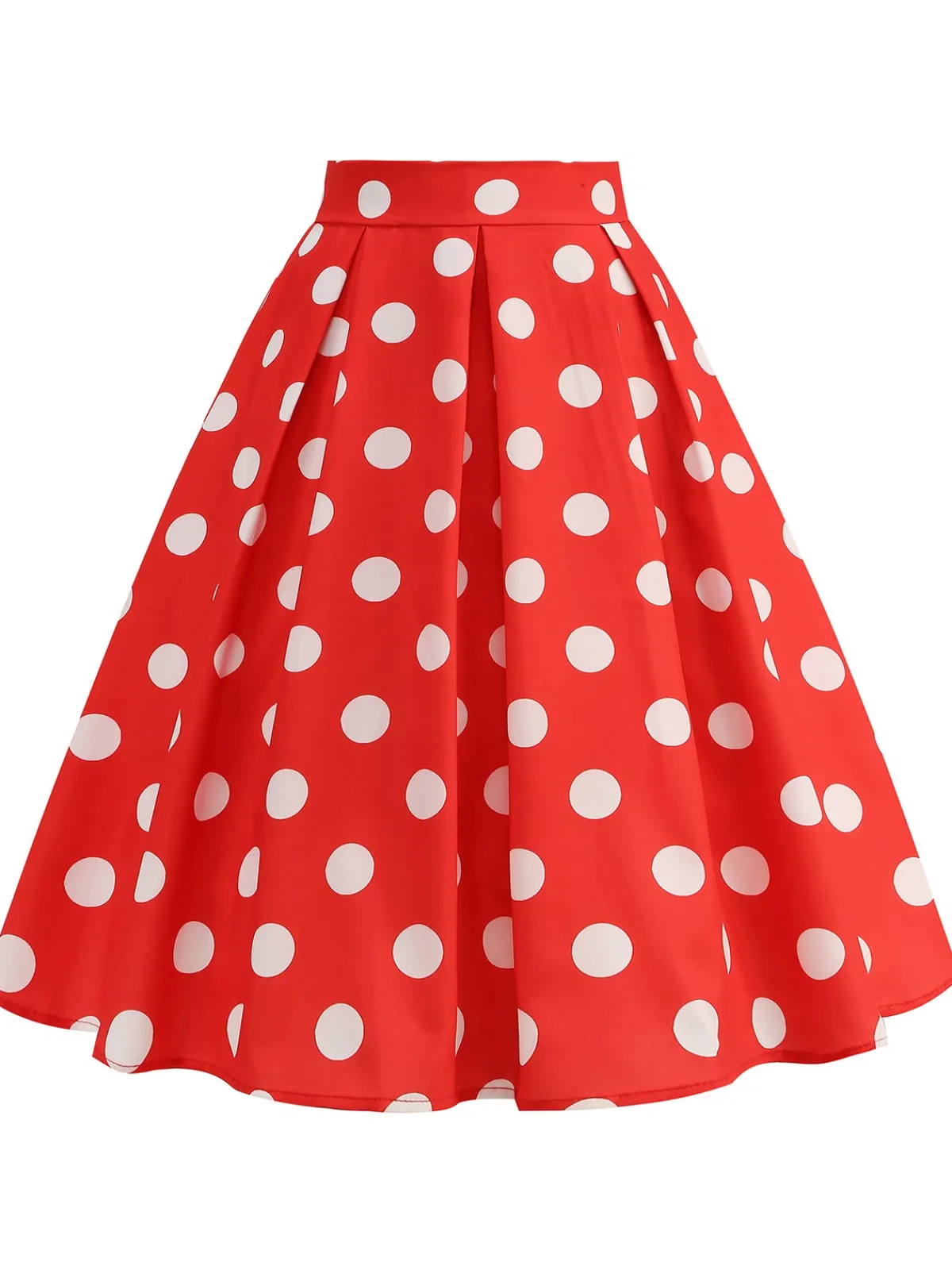 Clearance Retro Stage Retro 1950s Polka Dots Solid Zipper Skirt