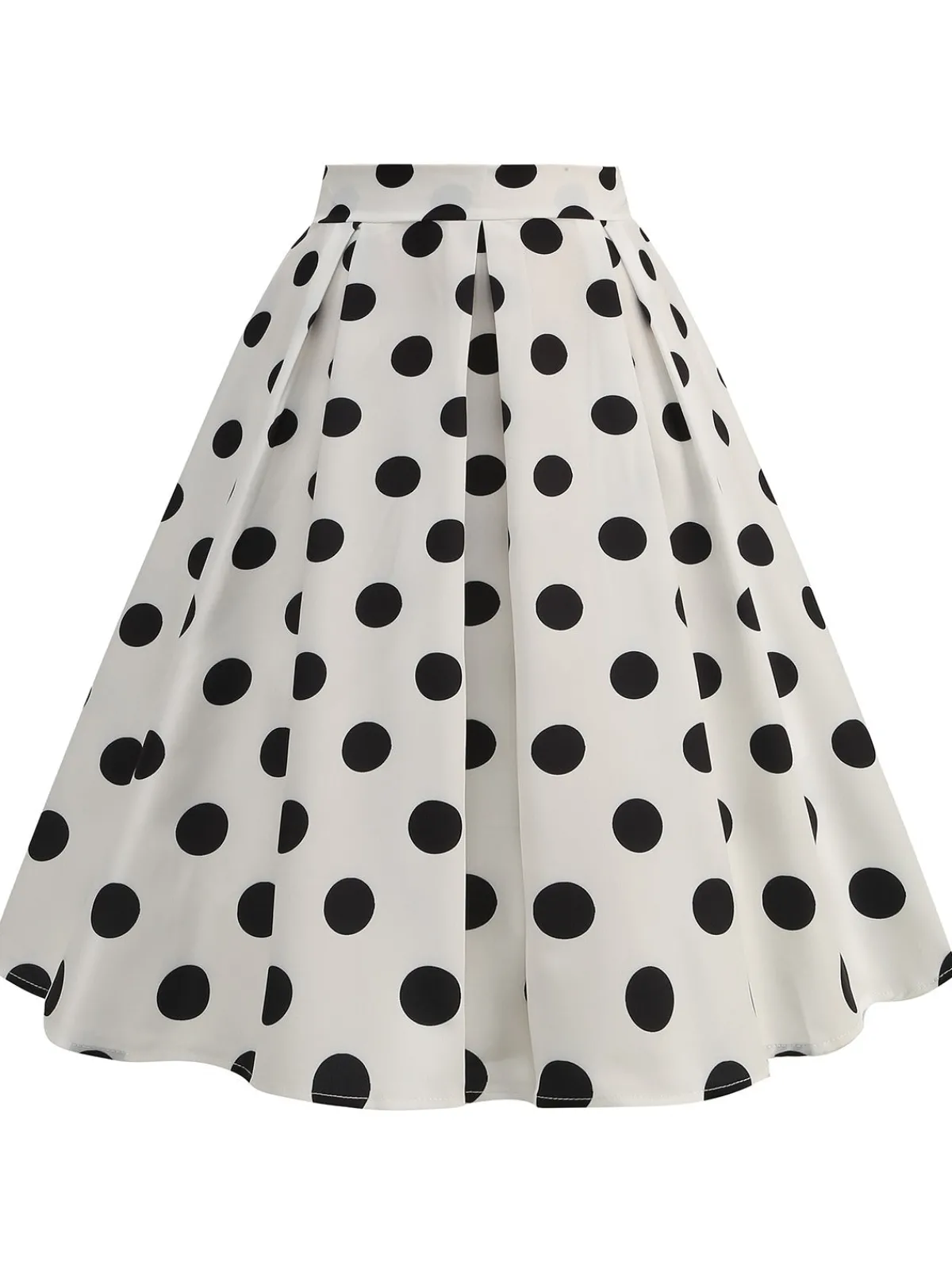 Clearance Retro Stage Retro 1950s Polka Dots Solid Zipper Skirt